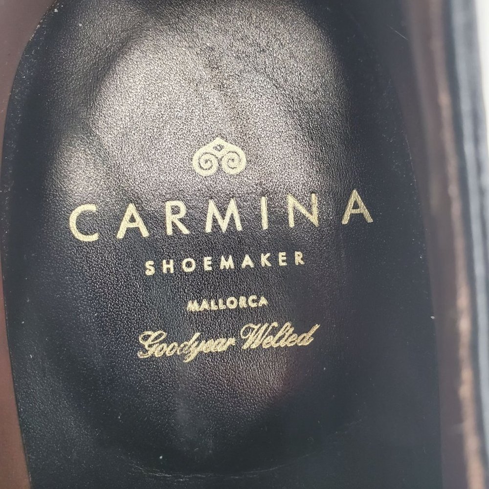 Carmina Shoemaker Luxury Mens 8 Black Calf All-Leather Dress Shoes Derby Oxfords - Picture 4 of 16